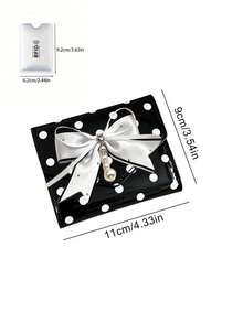 Pearl Bow Polka Dot Wallet, Fashionable Pu Small Wallet, Envelope Design Pu Leather Card Wallet, Id Card Storage Bag - Multicolor - View 11