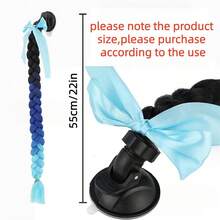 Motorcycle Helmet Braid Ponytail – Colorful Gradient Synthetic Hair Extension With Suction Cup, Reusable & Lightweight Decor For Bike & Ski Helmets - A - View 3