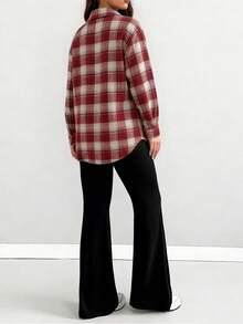Parara Maternity Women's Plaid Button Long Sleeve Shirt Collar Flannel Top, Suitable For Autumn/Winter, Casual Regular Length Plaid Shirt - Multicolor - View 9
