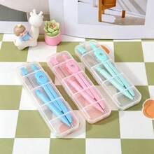 Bộ compa phối màu mới kèm ngòi thay thế, dụng cụ vẽ toán học cho học sinh tiểu học và trung học, kèm bút gel bấm 3 màu đầu đạn 0.5mm nhanh khô - Nhiều màu - Xem 6