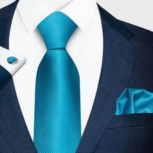 AlanKing Solid Color Men's Tie, Pocket Square And Cufflinks 3-Piece Set, The First Choice For Formal Business, Wedding And Banquet Suit Matching - Multicolor - View 10