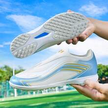 Men Soccer Shoes Professional Training Non-Slip Turf Soccer Cleats Boys TF/FG Football Sneakers - White - View 5
