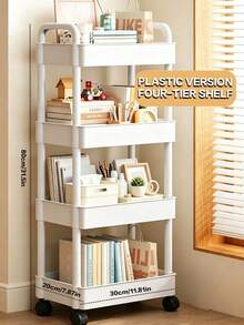 2/3/4/5layer Swivel Wheel Mobile Storage Carbon Steel/Plastic Trolley,Multi-Functional Storage,Easy To Assemble,Suitable For Home And Commercial Use,Applicable To Storage And Organization In Kitchens, Bathrooms,Bedrooms,Offices,Warehouses And Garages - White - View 13