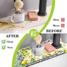 1pc Sink Faucet Absorbent Mat, Lemon Pattern Drainage Pad, Suitable For Kitchen, Bathroom Sink, Countertop, Drainage Mat, Diatomaceous Earth Material, Cuttable, Quick Dry Mat - Multicolor - View 7