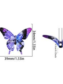 15pcs/Acrylic 3D Butterfly Beads, Random Color Distribution, Suitable For Decorating Pens, Keychains And Various Jewelry Projects, Including Bracelets, Necklaces And Earrings - Multicolor - View 4