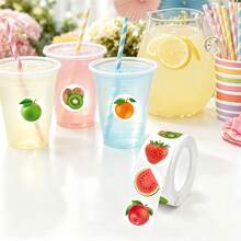500pcs Fruit Stickers Orange Banana Kiwi Blueberry Apple Self-Adhesive Round Stickers For Drinks, Cakes, Sealing, Books, Stationery, Gifts, Cookies, Cake Packaging, Waterproof - Multicolor - View 4