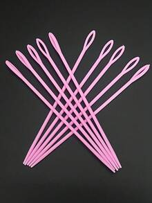 10/50pcs Colorful Plastic Yarn Needles 15cm, Pink/Blue/Red/Yellow/Green, Mixed Color Plastic Yarn Needles, Large Eye Safety Hand Sewing Needles, Suitable For Crochet Knitting Doll Making Enthusiasts, Bright Color DIY Handmade Knitting Accessories - Plastic Needle 15cm - View 10