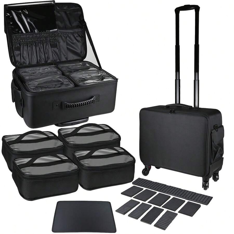 Professional Large Capacity Rolling Makeup Case, Eyelash Extension, Nail Art, Beauty Supplies Storage Box - Multicolor - View 1