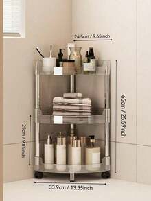 1pc Multifunctional Bathroom Storage Rack, Transparent Corner Shelf, Floor-Standing Toilet Vanity Organizer, Narrow 3-Tier Rack For Kitchen, Bathroom Accessories, Room Decor Bathroom Accessories - Multicolor - View 10