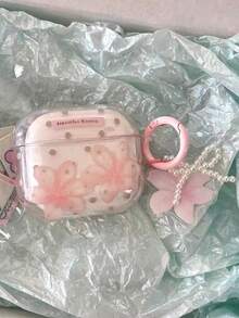 Casing Headphone Motif Bunga Lili Polkadot Lucu dengan Gantungan Kunci, Kompatibel dengan 1 2 3 4, Pelindung Lembut, Kompatibel dengan Pro 2 Pro 3 - Berwarna merah muda - View 2