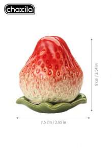 choxila 1pc Strawberry Pattern Ceramic Airtight Storage Jar With Lid, Food Storage Container For Tea/Sugar/Candy - Red - View 6