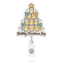 1pc Christmas Office Staff Holiday Atmosphere Decorative Retractable Badge Reel Clip - Multicolor - View 8