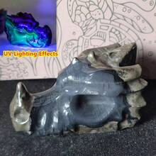1pc Natural Crystal Dragon Head Carving, Hand-Carved Raw Stone Animal Ornament, Home Decor Collectible, Unique Holiday Gift, Suitable For Collectors - Multicolor - View 19