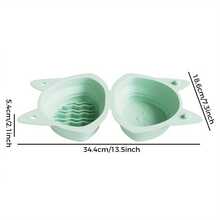 2-In-1 Foldable Pet Slow Feeder Bowl, Dog & Cat Collapsible Silicone Dual Bowl, Portable Food & Water Bowl, Suitable For Travel, Camping, Walking - Mint Green - View 9