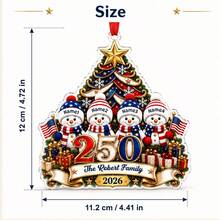 客製化愛國雪人家庭聖誕裝飾品，可個性化 2-5 個名字的節日掛飾，美式節慶風格，客製化聖誕牆面裝飾，1776-2026 聖誕禮物，可客製化家庭聖誕紀念品，自由 250 週年 - 風格A - 查看 2