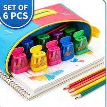 3-Piece Set (Random Pencil Sharpener + Random Tassel Bookmark + Random Cartoon Bookmark Ruler) Double-Hole Pencil Sharpener Set, Random Colors, Manual Pencil Sharpener, Suitable For School Art Supplies, Portable Pencil Sharpener, Suitable For Standard And Large Pencils, Essential For Back-To-School/Halloween/Christmas Season, Great Value Set/Limited Time Offer! - Style and Color Are Random - View 1