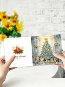 1/6pcs DIY Diamond Painting Set, Unique Design, Suitable For Christmas And New Year Greeting Cards, Round Diamonds, Paper Craft Handmade Set, Perfect For Holiday Parties And Gifts - Sets - View 8