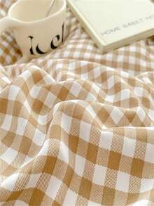 3-Piece Plaid Pattern Polyester Duvet Cover Set With Zipper And Pillowcases - Machine Washable, Lightweight And Comfortable For All Seasons, Suitable For Bedroom And Guest Room (Duvet Insert And Pillow Inserts Not Included) - Mi Xiaoge - View 5