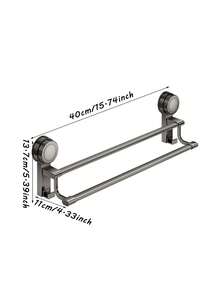 Bathroom Suction Cup Towel Rack, No-Drill Adhesive Installation, Double Bar Towel Rack, No-Drill Wall-Mounted Bathroom Towel Rack, No-Drill Wall-Mounted Towel Hooks, Suitable For Bathroom And Kitchen, Double Bar Towel Rack With Hooks, Modern Design Style - Multicolor - View 13