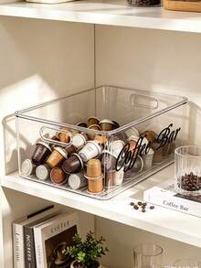 Multi Functional Transparent Large Capacity Plastic Coffee Storage Box, Transparent Plastic Storage Can, Printed With Coffee Related Letter Patterns, Suitable For Kitchen And Countertop Organization, Is An Ideal Gift For Coffee Enthusiasts, Staff, - Multicolor - View 8
