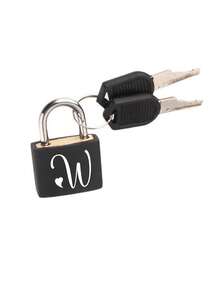 White Heart Letter Pattern Portable Small Luggage Padlock, Padlock With 2 Keys, Black Shell Luggage Lock, Compact And Sturdy, Luggage Lock, Mini Luggage Padlock, Travel Bag Metal Key Lock, Durable, Small Copper Lock With Shell, Backpack, Suitcase, Laptop Bag, Back To School, Graduation Season Gift - Multicolor - View 32