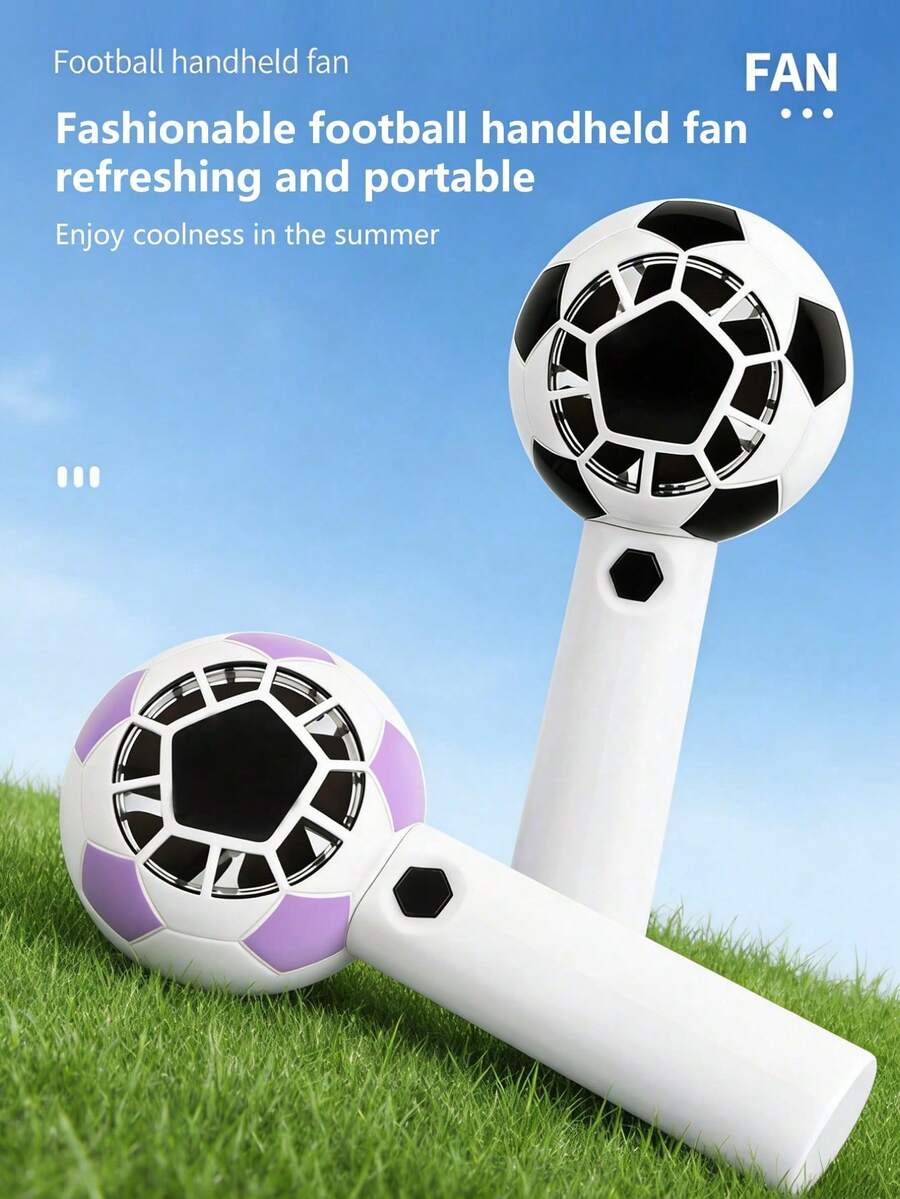 Cute Football Design Handheld Fan, Portable Mini Fan, USB Rechargeable, 1200mAh Battery, Suitable For Office, Travel, Summer Cooling - Multicolor - View 1