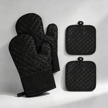 1 Pair Of Oven Mitts, Including 2 Pot Holders, Heat Resistant - View 1