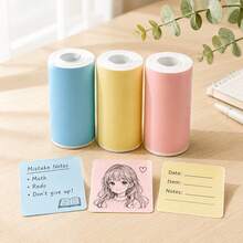 Self‑Adhesive Continuous Paper Rolls, Color & White Background, For Mini Portable Label Printer, DIY Journal Sticker, Classification Marking - Multicolor - View 8