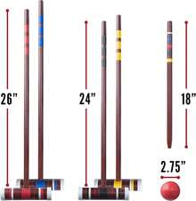 Portable Backyard Croquet Sets - Complete 4 + 6 Player Croquet Sets With Mallets, Croquet Balls + Wickets Included - Outdoor Family Lawn Game Sets - ColorA - View 2