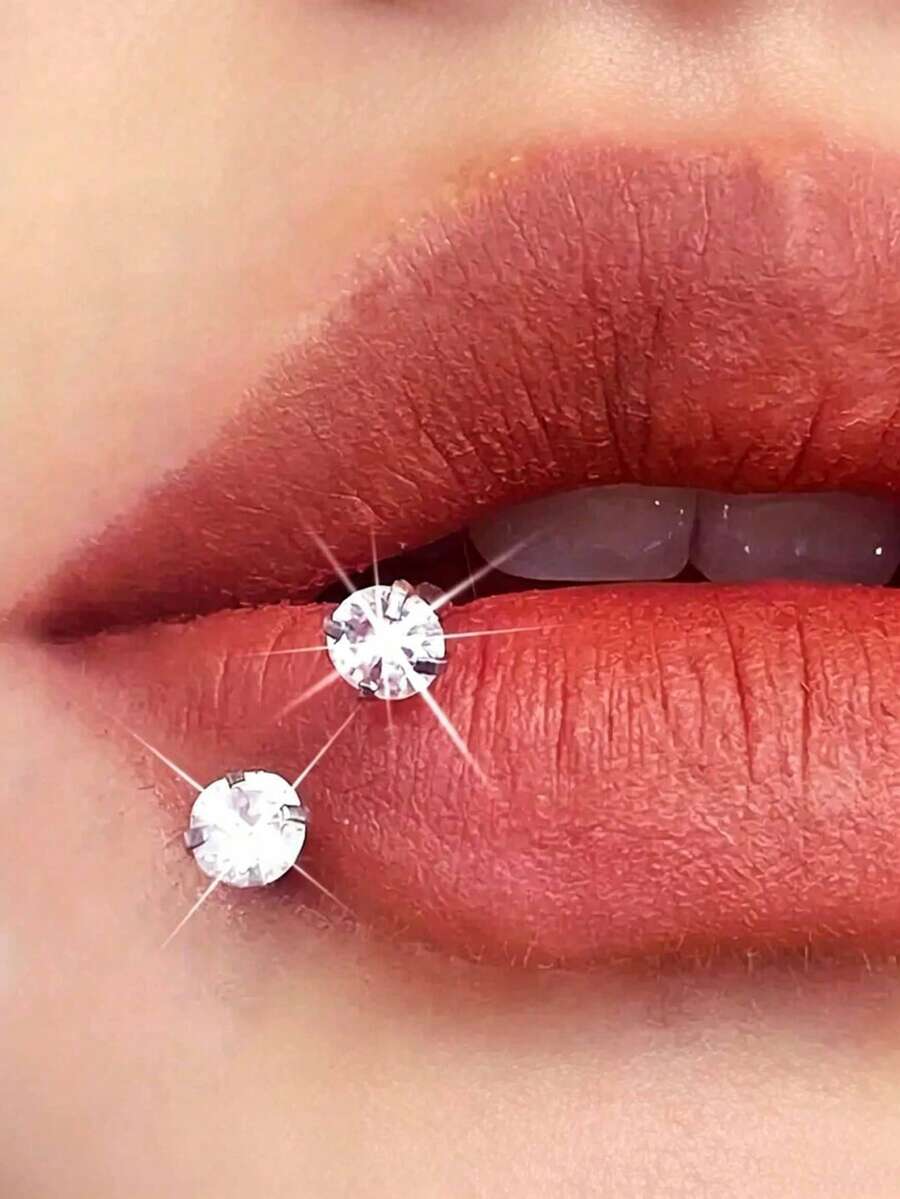 American Hip-Hop Vintage Popular Personalized Geometric Versatile Lip Ring - Silver - View 1
