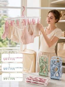 12 Multi-Function Windproof Foldable Drying Rack, Household Balcony Drying Underwear Socks, Student Dormitory Foldable Anti-Slip Windproof Drying Rack, Convenient Foldable Portable Travel Hanger, Suitable For Balcony, Dormitory, Travel Hotel - Multicolor - View 8