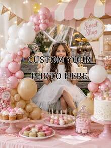 Customizable Round Backdrop (Stand Not Included), Printable Pattern/Logo/Text, Durable, Suitable For Weddings, Birthday Parties, Christenings, Photo Booth Props And Party Decorations, Modern Round Design, Smooth Texture, Round Backdrop - Multicolor - View 5