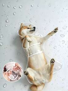 1pc PU Hooded Waterproof Pet Dog Raincoat, Outdoor Pet Dog Rain Cape - Multicolor - View 4
