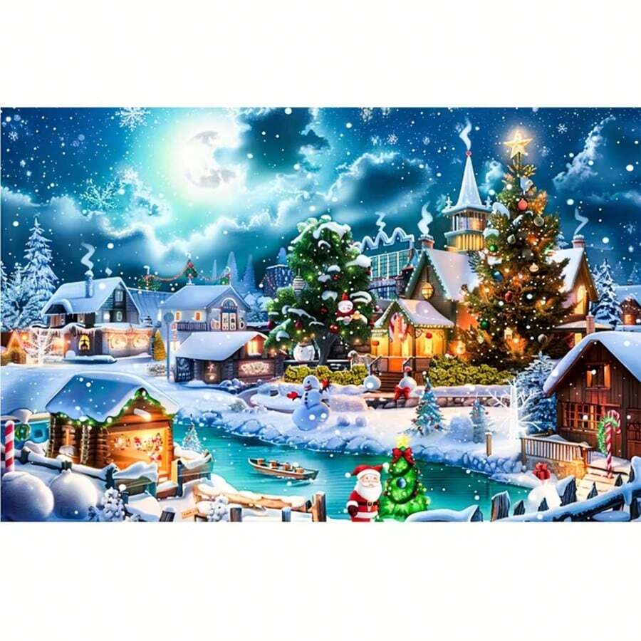 1PC DIY 5D Diamond Painting Kit Christmas Theme Pattern - Round Full Drill Art Mosaic Craft, Home Wall Decor, Unframed - No Frame - View 1