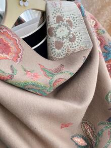 1pc Faux Cashmere Elegant Floral Pattern Jacquard Warm Scarf For Women, Air Conditioning Room Blanket, Autumn/Winter Outdoor Travel Cold Protection Neck Warmer Decorative Scarf Shawl Dual-Use, Suitable For Daily Matching, First Choice For Gift Giving - Multicolor - View 6