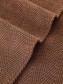 1pc Herringbone Textured Linen Sofa Throw Cover, Lace Trim Non-Slip Breathable Couch Protector, All Season Washable Furniture Slipcover - Coffee Brown - View 9
