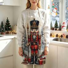 1pc Christmas Vintage Nutcracker Print Apron - Sleeveless Design, Durable And Comfortable Fit, Featuring Nutcracker With Spear Pattern, Suitable For Cooking, Baking And Home Cleaning, Household Cleaning, Housework Apron, Hand-Painted Handmade Gardening Apron, Fun Holiday Gift - Multicolor - View 12