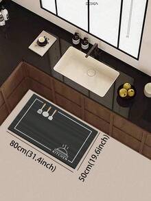 1pc Minimalist Line Style Kitchen Theme Pattern 3.5mm Soft Rubber Kitchen Mat, Absorbent & Dirt-Resistant Small Rug, Bathroom Mat, Outdoor Doormat, Suitable For Kitchen, Bathroom, Laundry Room, Living Room, Garden, Indoor - Multicolor - View 13