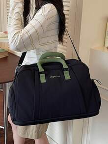 Large Capacity Expandable Travel Bag, Nylon Fabric Short Trip Luggage Bag, Front Dual Zipper Pockets With Bottom Expansion Design To Increase Storage Space, Side Independent Shoe Compartment With Multi-Layer Partition Storage, Equipped With Thick Soft Grip Handle And Detachable Wide Crossbody Shoulder Strap. Suitable For Short Business Trips, Weekend Getaways, Fitness Storage, Unisex Practical And Versatile. - Multicolor - View 3