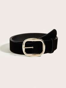 1pc Bohemian Style Velvet Coffee Color Metal Buckle Minimalist Fashion Versatile Decorative Belt, Suitable For Jeans, Skirts, Casual Wear, Daily Outfits - Coffee-colored Pin Buckle - View 20