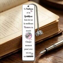 2pcs Colorful Pattern Metal Bookmarks "World's Best Nanny" French Gratitude Message, With Creative Pendant Hanging Rope, Teacher's Day Daycare Teacher Commemorative Gift, Graduation Season Thank You Gift, Birthday Holiday Gift For Mentor And Caregiver, Exquisite Gift For Book Lovers - Rectangle - View 4
