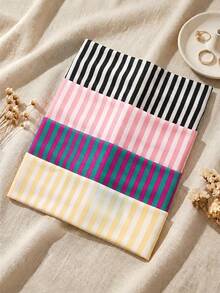 4pcs/1pc Women's Striped Wide Fabric Headband, Non-Slip Elastic Hair Hoop, Fashionable Vintage Elastic Hair Accessory, Suitable For Fitness And Daily Wear - Multicolor - View 2