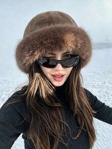 1pc New Women's Winter Wool Hat, European And Korean Style Warm Hat, Suitable For Autumn/Winter, Fashionable Solid Color, Fits Face Shape, Compact Versatile Mongolian Hat, Thickened Design, Winter Essential - Multicolor - View 1