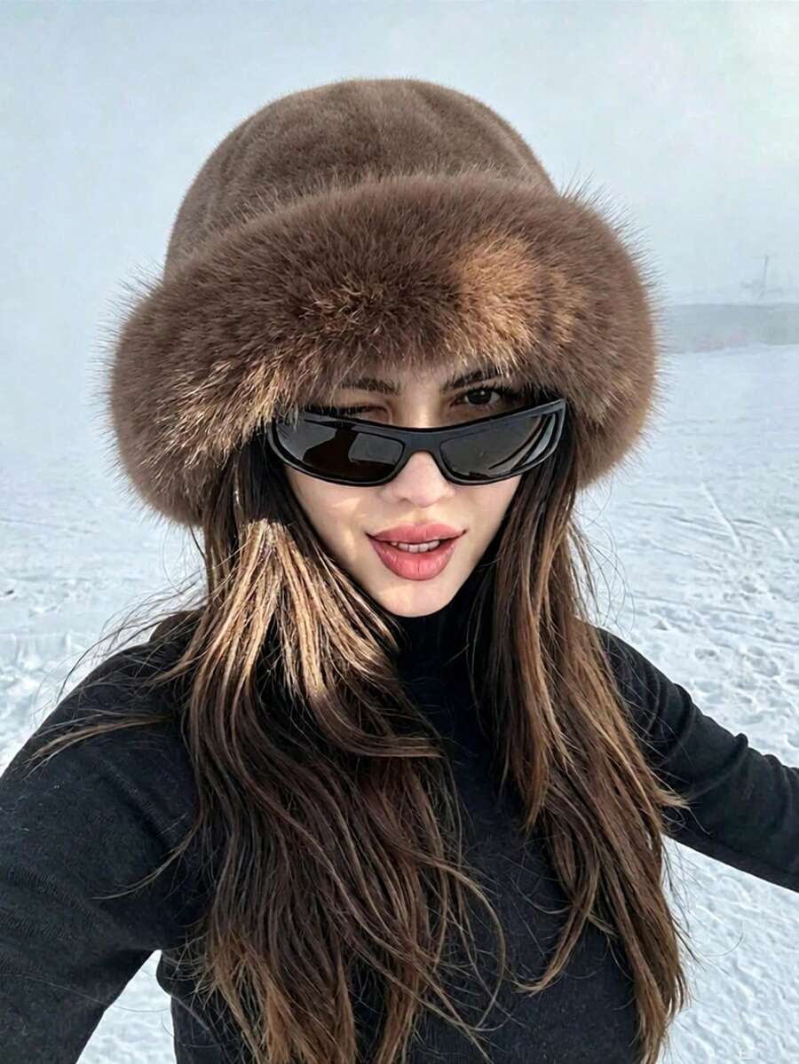 1pc New Women's Winter Wool Hat, European And Korean Style Warm Hat, Suitable For Autumn/Winter, Fashionable Solid Color, Fits Face Shape, Compact Versatile Mongolian Hat, Thickened Design, Winter Essential - Multicolor - View 1