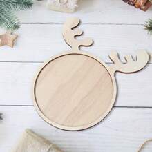 1 pieza Bandeja de madera con diseño de cuernos de reno navideño, decoración de Feliz Navidad, decoración de Año Nuevo, decoración navideña, decoración de mesa de cocina para vacaciones, bandeja de decoración navideña (sin contacto con alimentos) - Ver 5