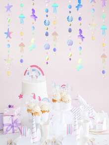 4M Rainbow Theme Birthday Party, Bachelorette Party, And Underwater Theme Party Decorations, Featuring Colorful Mermaid Garland With Jellyfish, Shells, Starfish And Pearls, Suitable For Birthday Party And Home Decor - Other - View 6