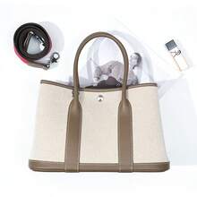 Niche High-End Women's Large Capacity Canvas Colorblock Patchwork Garden Tote Bag - A - View 3