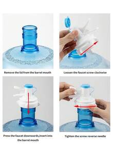 2pcs 5 Gallon Reusable Plastic Water Dispenser Valve And Faucet | Blue Handle, No Battery Required, No Threaded Bottle Cap Adapter, Suitable For Home Office Water Saving | Leak-Proof, Easy To Install - Multicolor - View 2