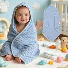 1pc Baby Hooded Bath Towel, Newborn Essential. 3D Cartoon Animal Design, 100% Polyester Fabric, Soft & Absorbent, Can Be Used As Baby Swaddle Blanket - Multicolor - View 9