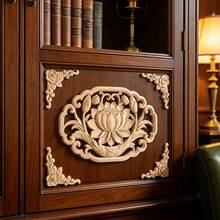 5pcs Solid Wood Carved Applique Set, Unfinished Wood, Woodworking Supplies, Scroll Flower, Suitable For Cabinets, Doors, Windows, Background Walls, Entryways And Various Furniture Decoration, Holiday Decoration, DIY Decoration. - Multicolor - View 11